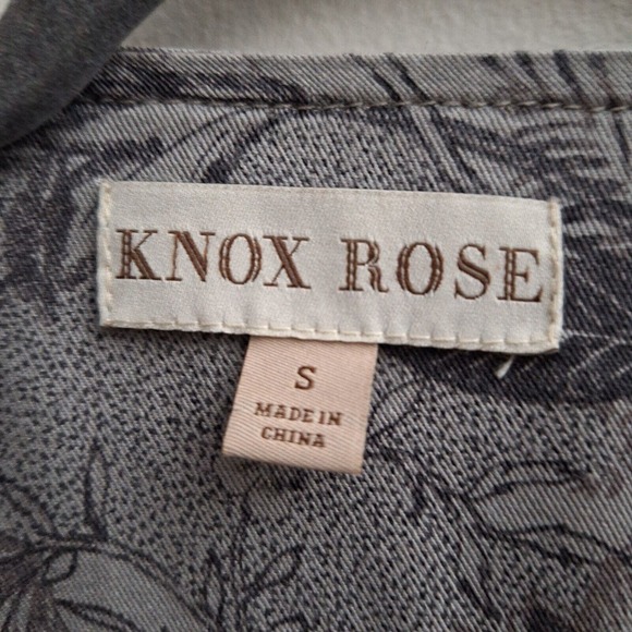 Knox Rose Cardigan Small Floral Gray Black Cover Topper Duster Lightweight Tie - Picture 7 of 8